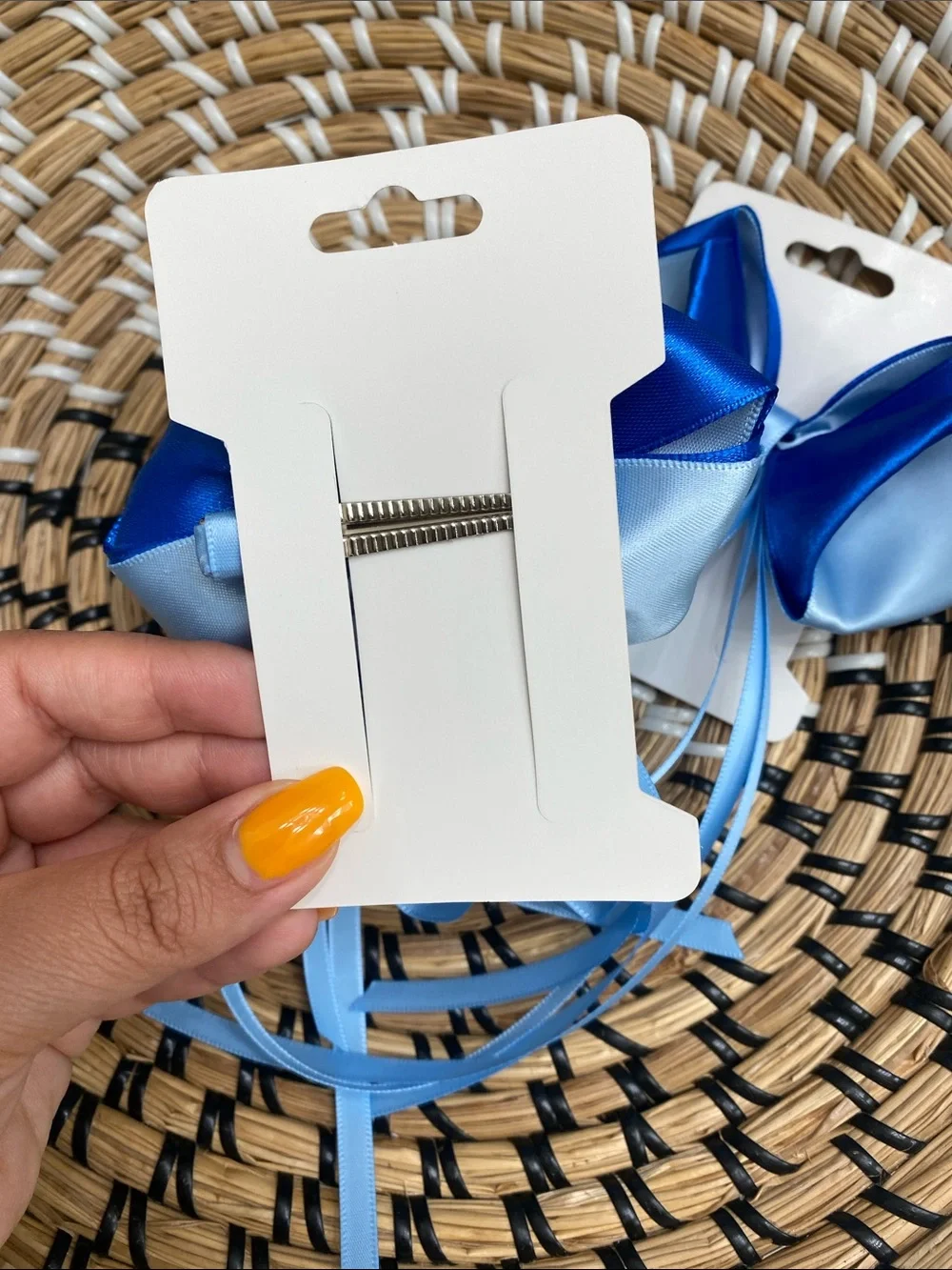 Blue Satin Ribbon Hair Bows